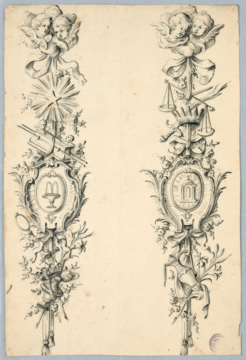 Ontwerp voor Twee Trofeeën die Verwijzen naar de Maagd door Unknown artist
