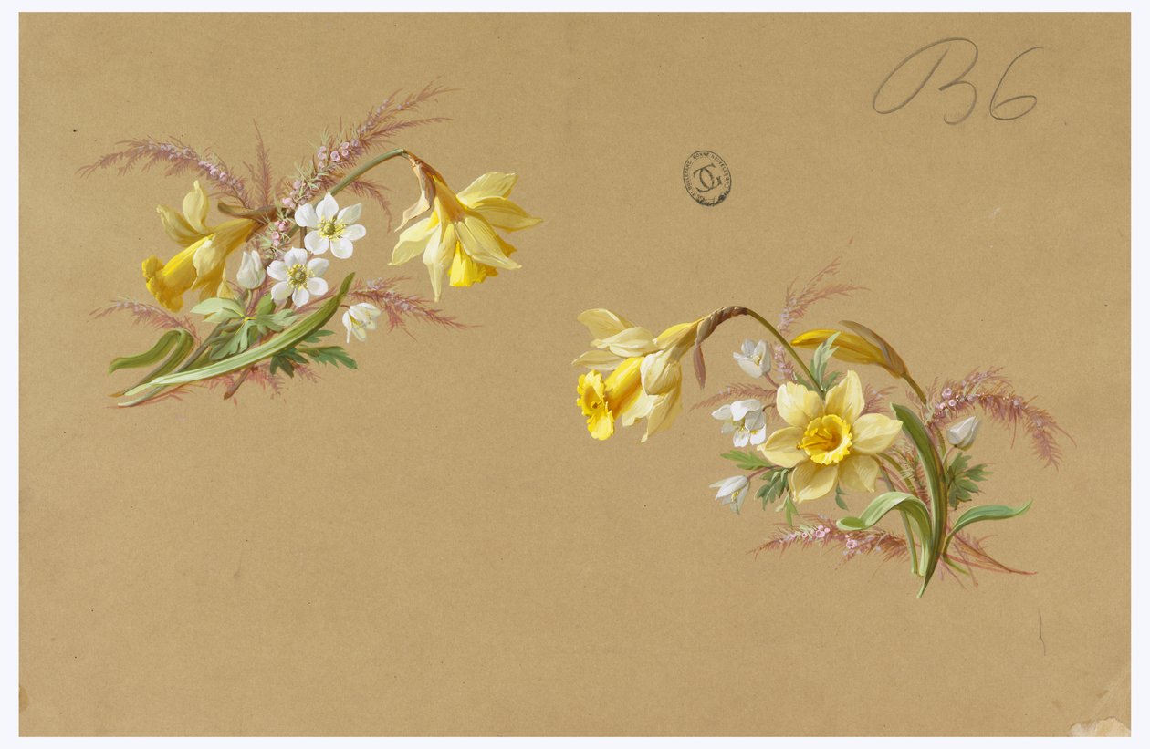 Ontwerp voor behang en textiel: bloemen door Unknown artist