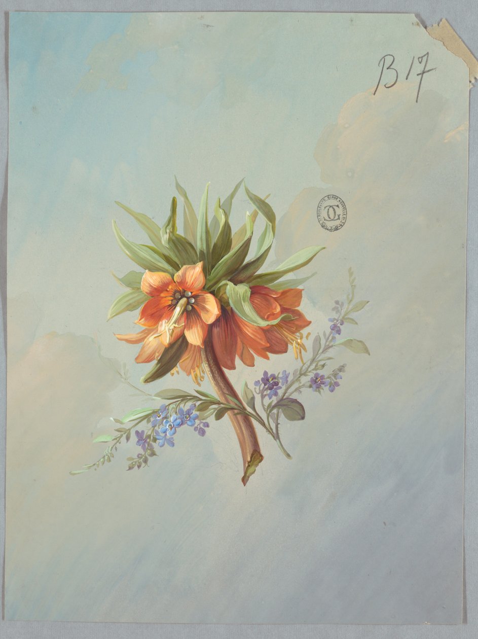 Ontwerp voor behang en textiel: bloemen door Unknown artist
