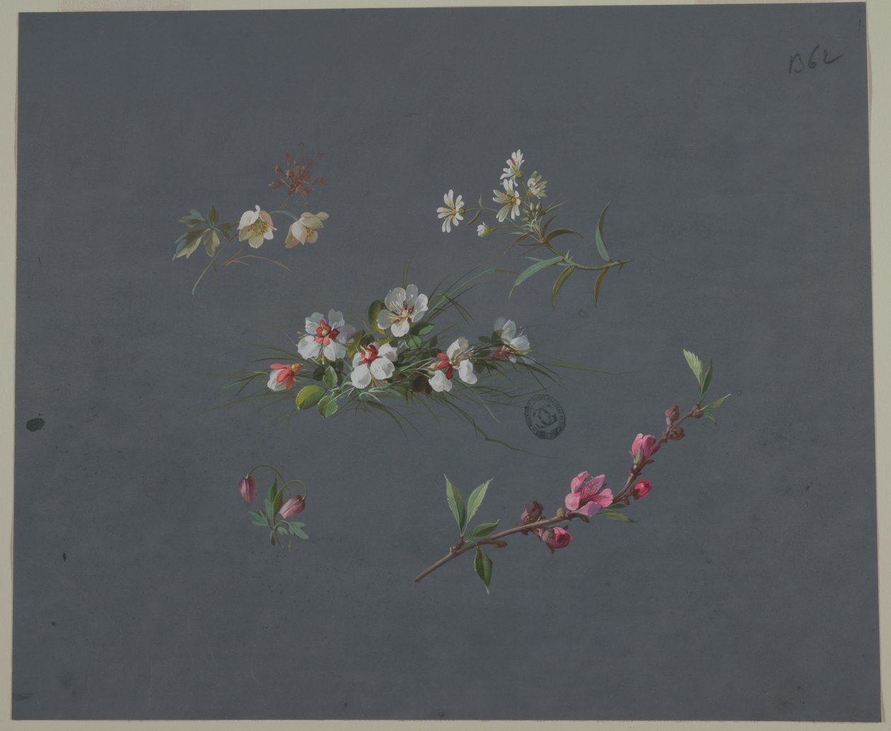 Ontwerp voor behang en textiel: bloemen door Unknown artist