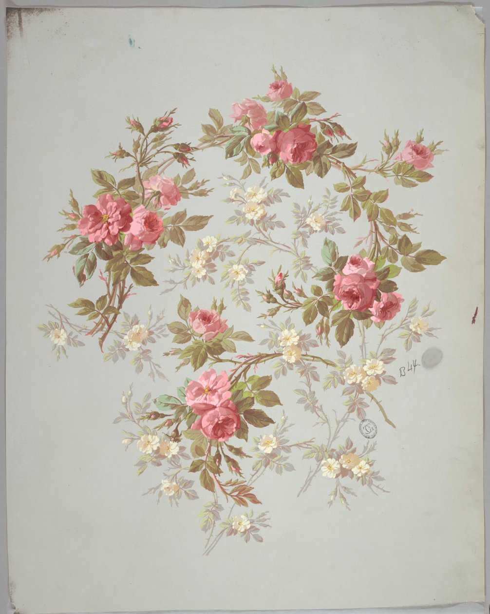 Ontwerp voor behang en textiel: bloemen door Unknown artist