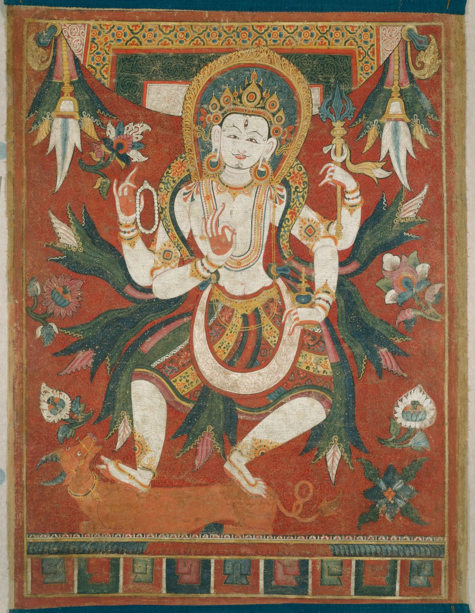 Dubbelzijdig beschilderde banier (Paubha) met God Shiva door Unknown artist