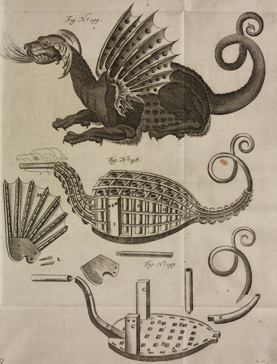 Draak voor vuurwerklancering, gravure uit Grand Art d