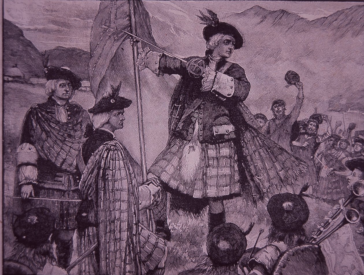 Graaf van Mar hijst Jacobitische standaard in 1715 door Unknown artist