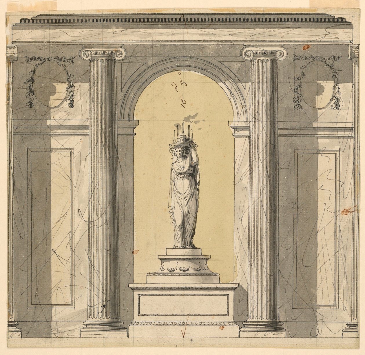 Verhoging van een muur van een vestibule door Unknown artist