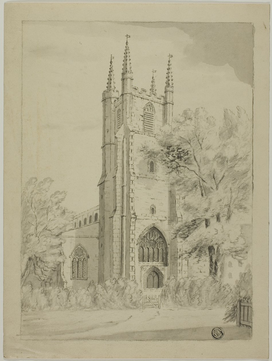 Engelse plattelandskerk door Unknown artist