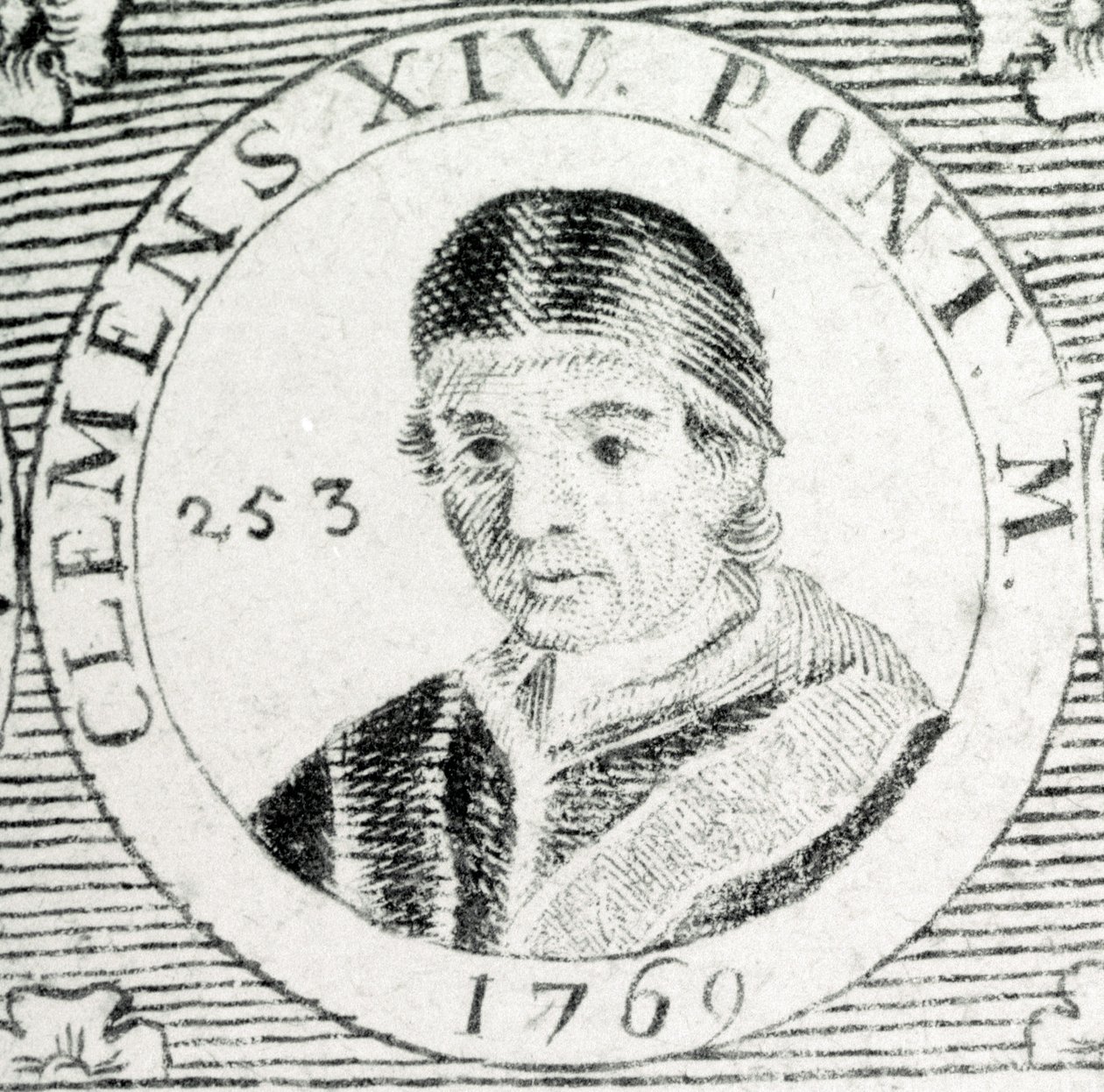 Gravure van paus Clemens XIV (1705 - 1774). door Unknown artist