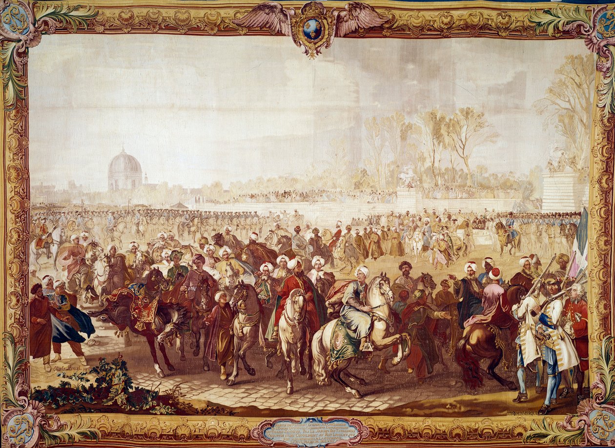 Vertrek van de Turkse ambassadeur Mehmet Effendi uit de Tuilerieën na de audiëntie verleend door koning Lodewijk XV op 21/03/1721 door Unknown artist
