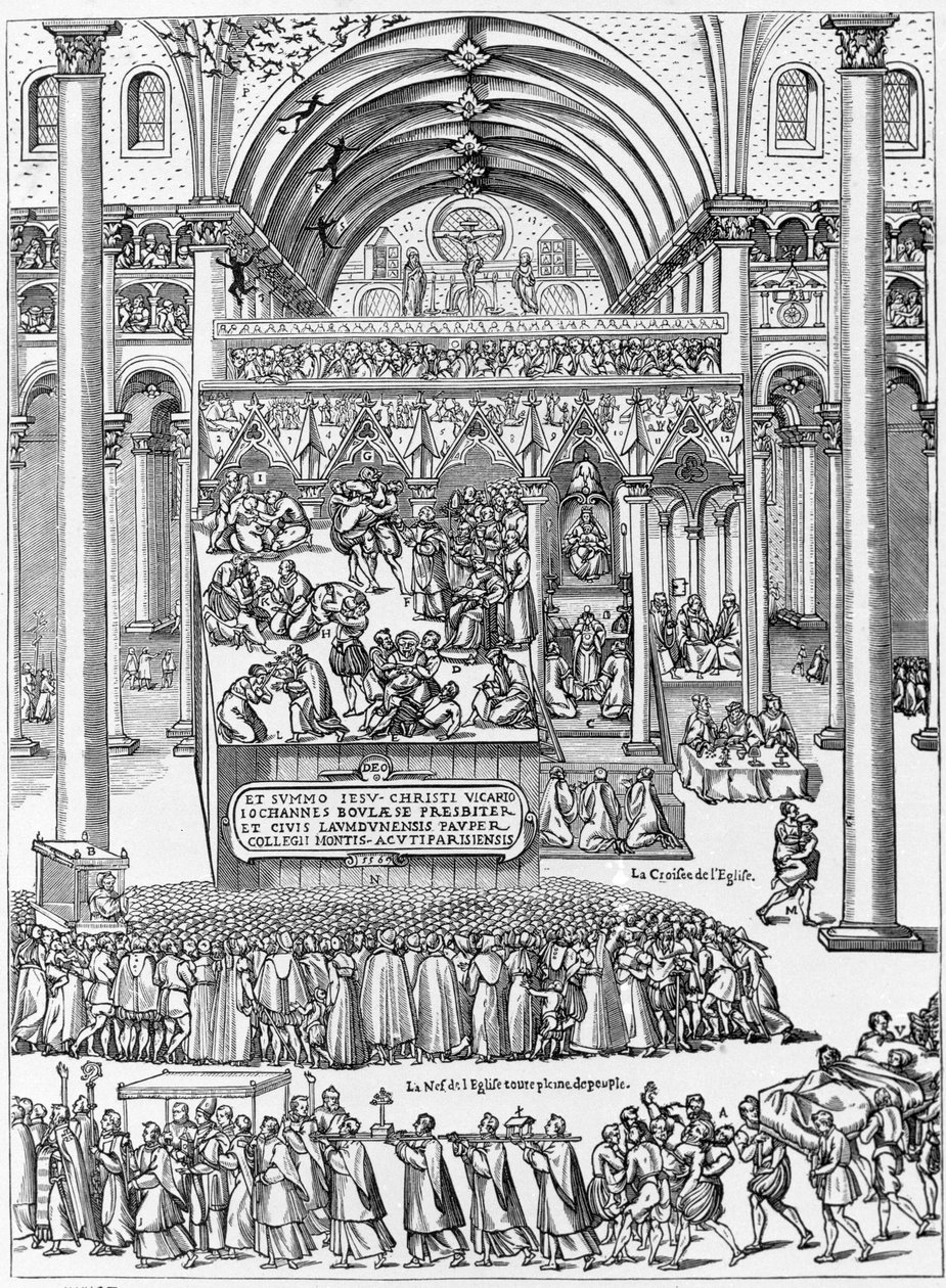 Exorcisme van een bezeten vrouw in de Onze-Lieve-Vrouwekerk van Laon, 8 februari door Unknown artist