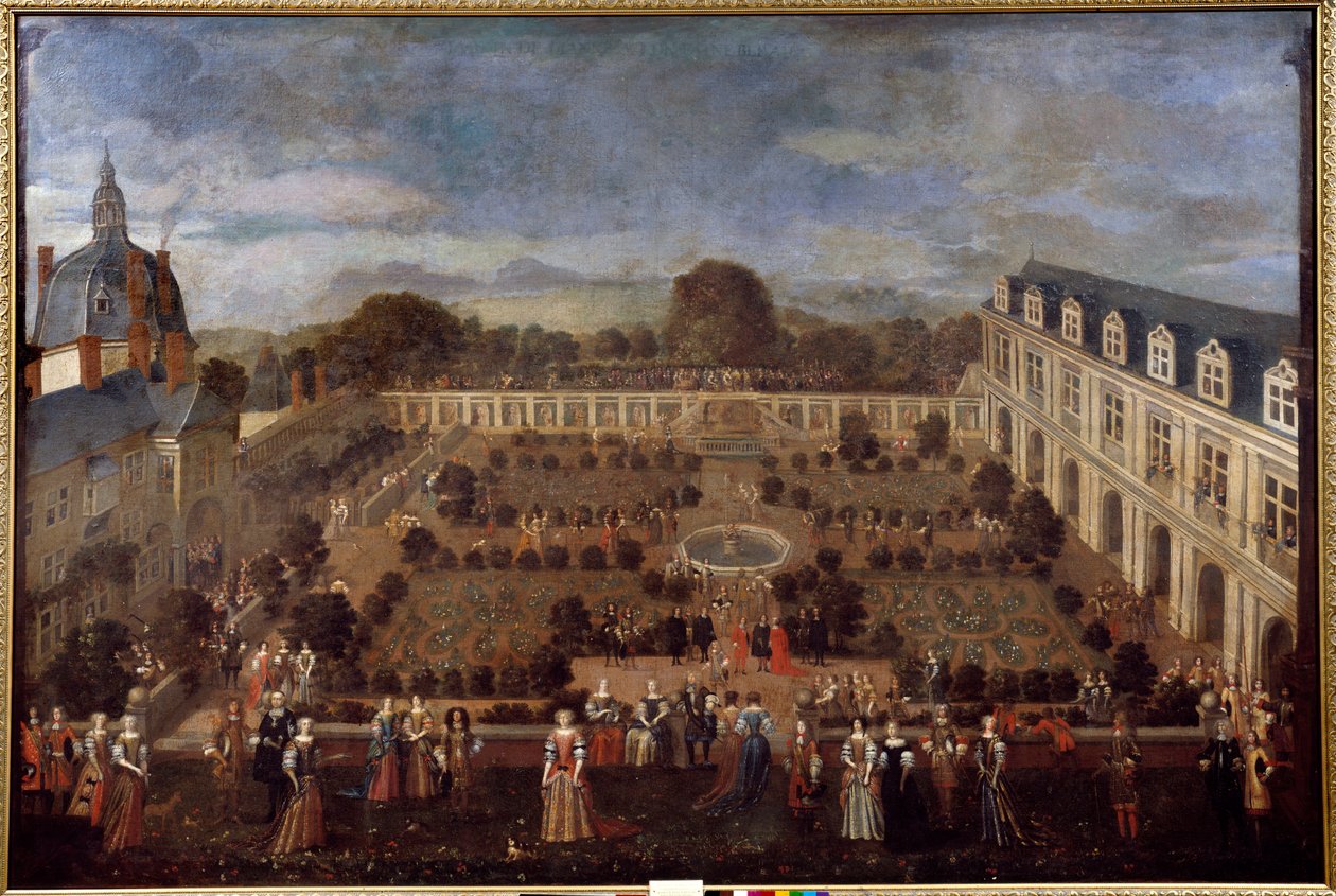 Feest in het hertogelijk paleis in 1673 voor het verblijf van koning Lodewijk XIV en zijn hof. Anoniem schilderij door Unknown artist