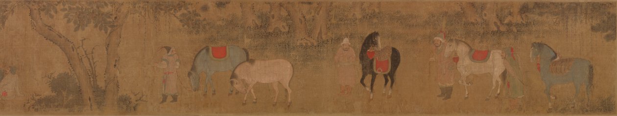 Figuren en Paarden in Landschap door Unknown artist