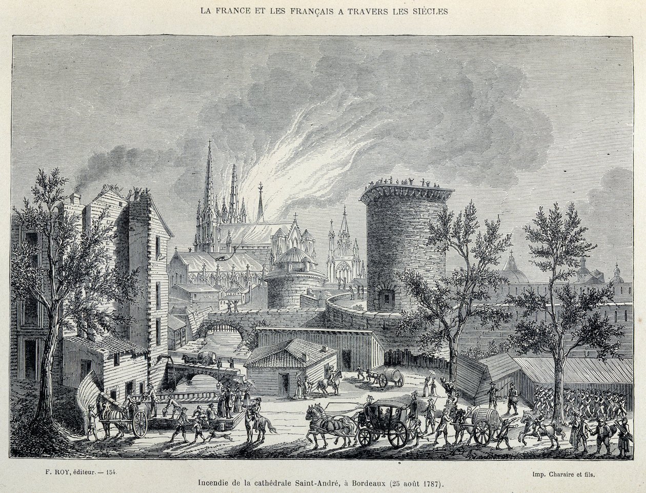 Brand van de Kathedraal St André, Bordeaux, 25 augustus door Unknown artist