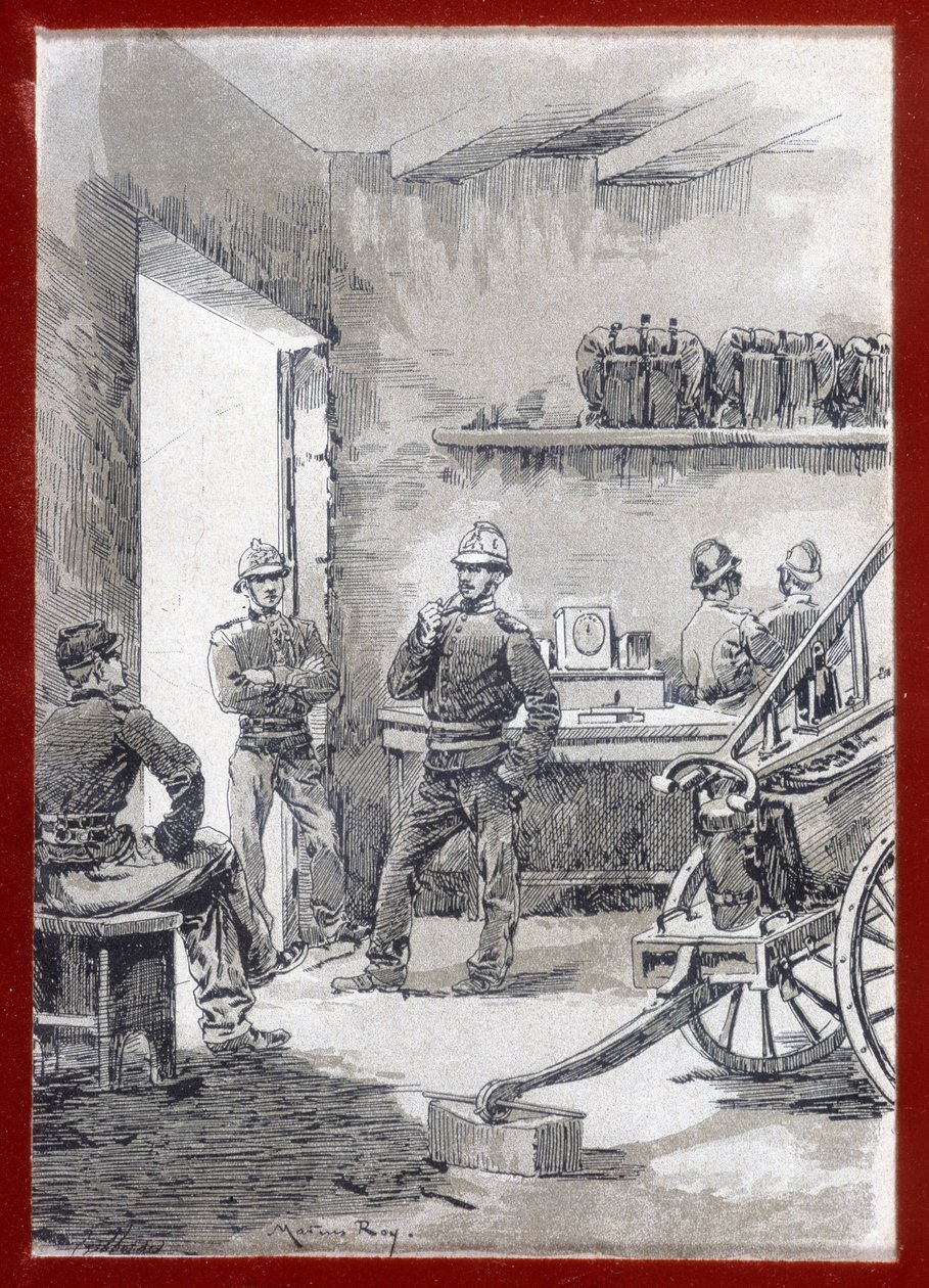 Brandweerlieden in een kazerne: stadswacht - n.d. door Unknown artist