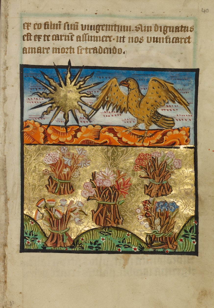 Vijf bossen bloemen door Unknown artist
