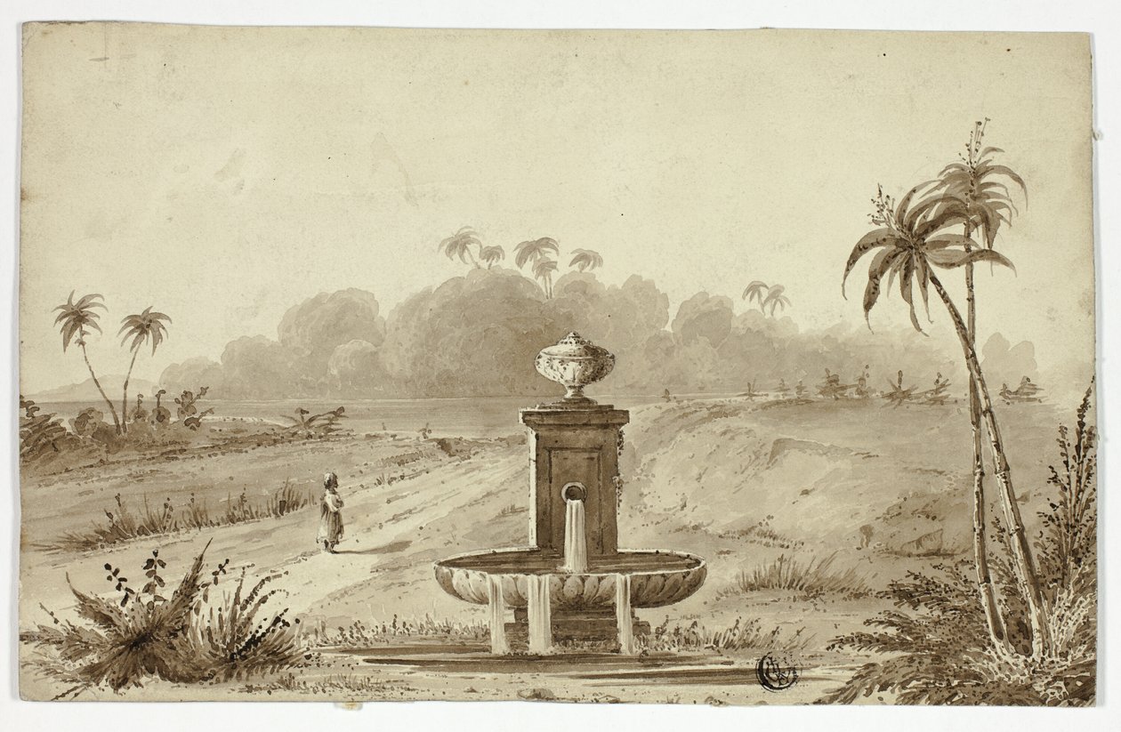 Fontein in oase door Unknown artist