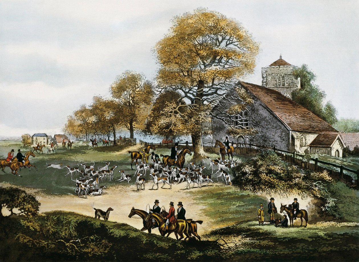 Vossenjacht in Surrey, Groot-Brittannië door Unknown artist