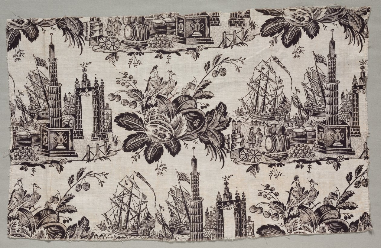 Fragment van Woodblock bedrukt katoen door Unknown artist