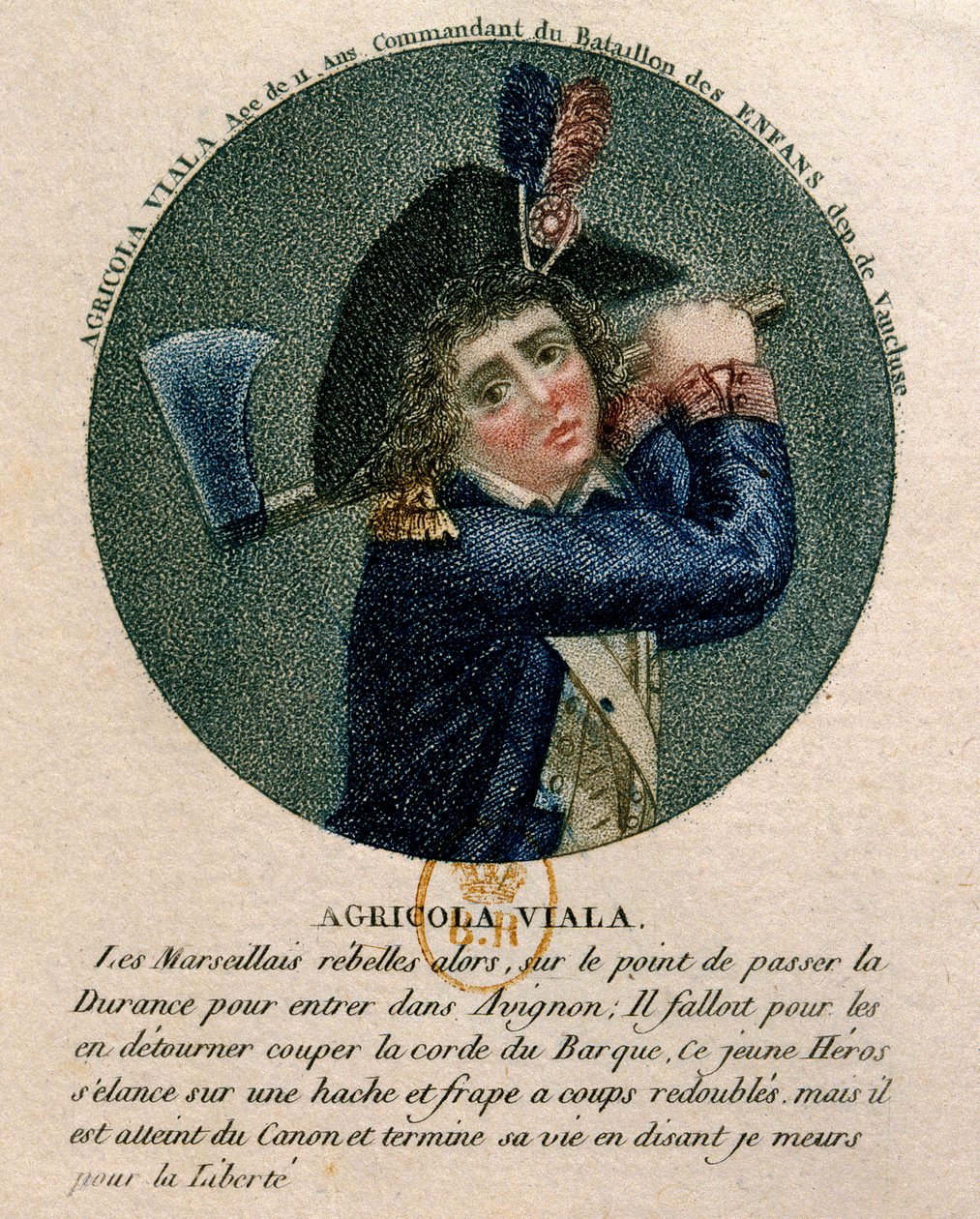 Franse Revolutie: portret van de jonge Joseph Agricol Viala die deelnam aan de opstand in Marseille in 1793 door Unknown artist