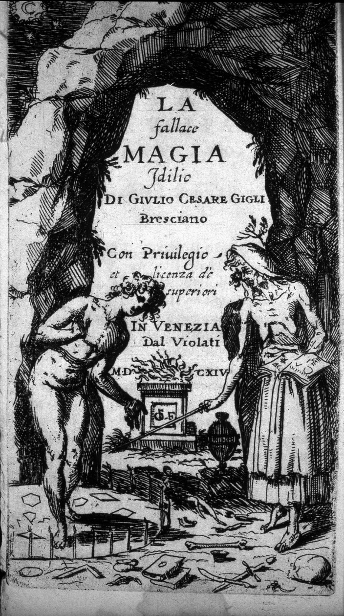 Frontispice van een boek met heksen die magische rituelen uitvoeren door Unknown artist