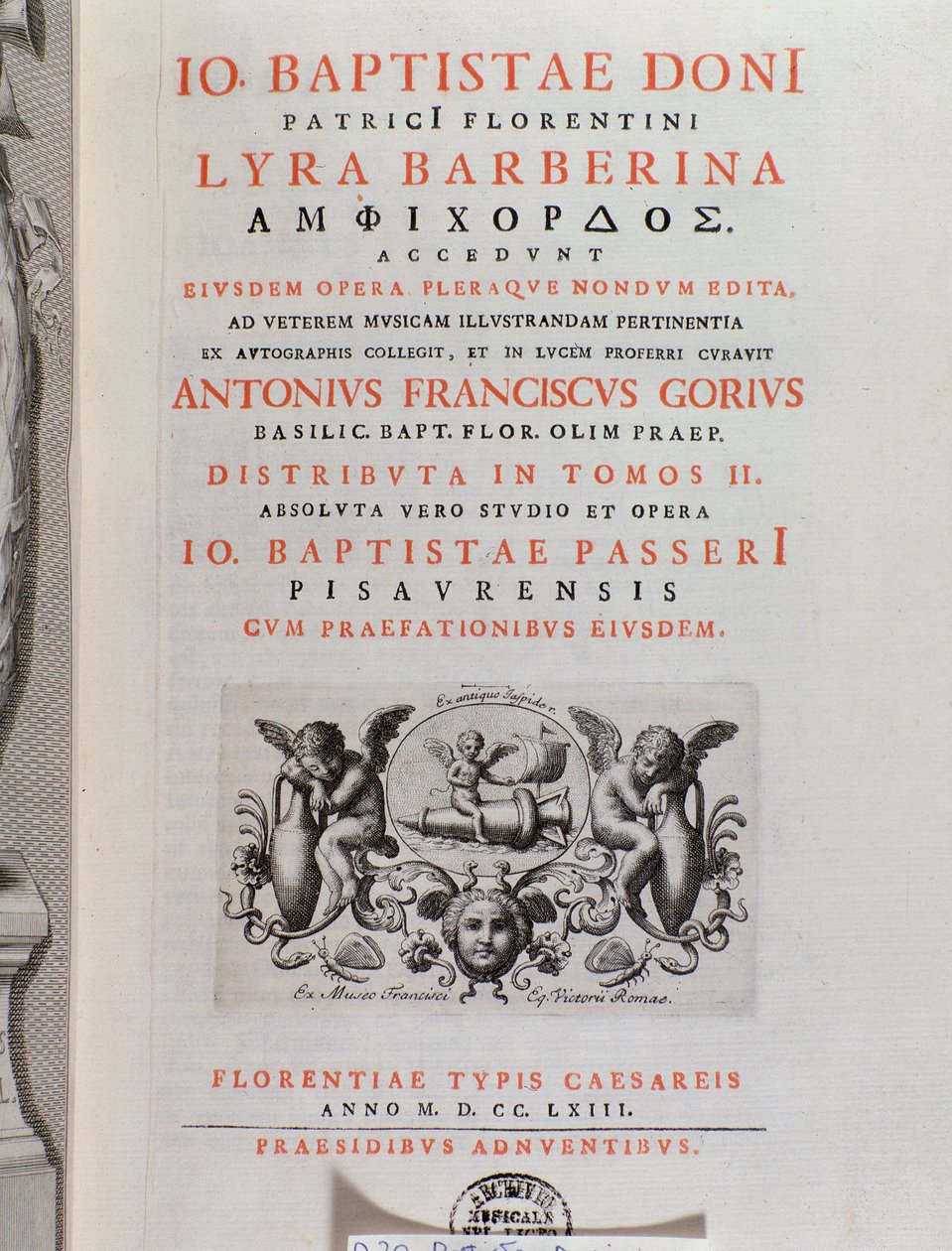 Frontispice van De Lyra Barberina (gravure) door Unknown artist