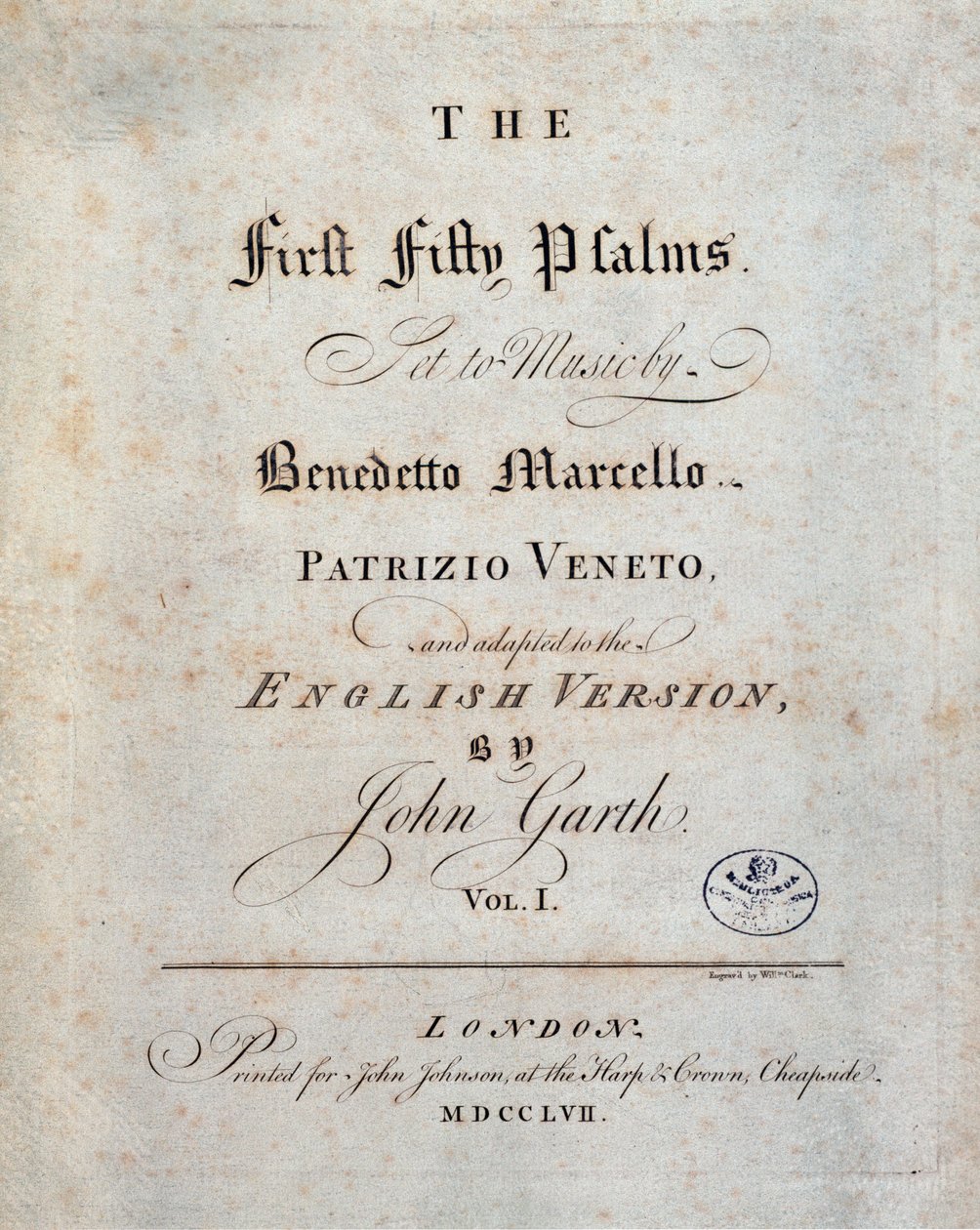 Frontispice van de Vijftig Eerste Psalmen, door Benedetto Marcello door Unknown artist