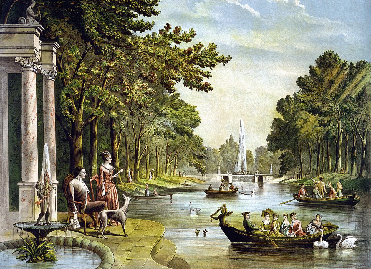 Generaal La Fayette (1757 - 1834) in zijn zomerresidentie door Unknown artist