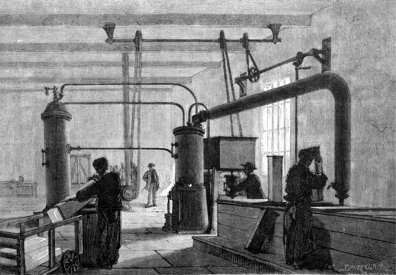 Algemeen zicht op de ijsfabriek (Ferdinand Square-proces) door Unknown artist