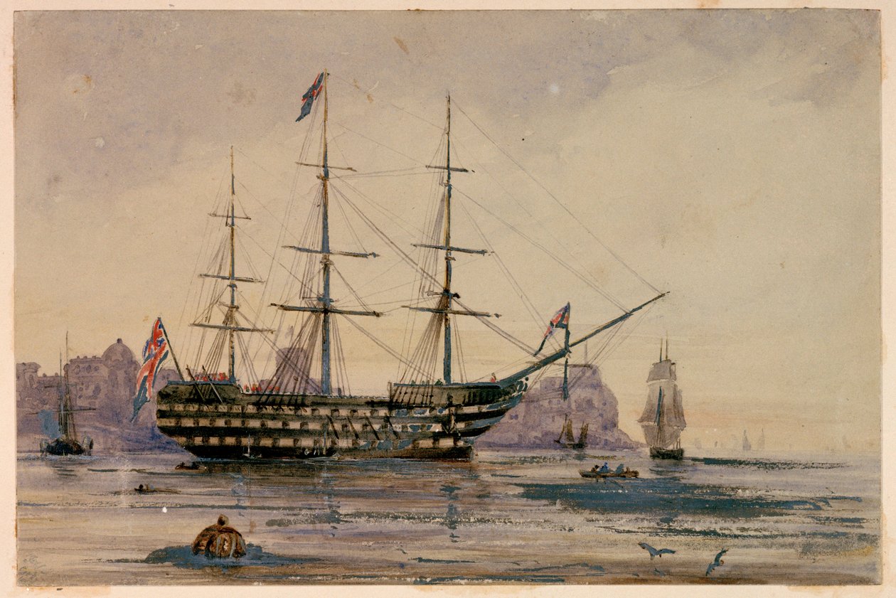 HMS Victory Portsmouth Harbour, 24 oktober 1858 door Unknown artist