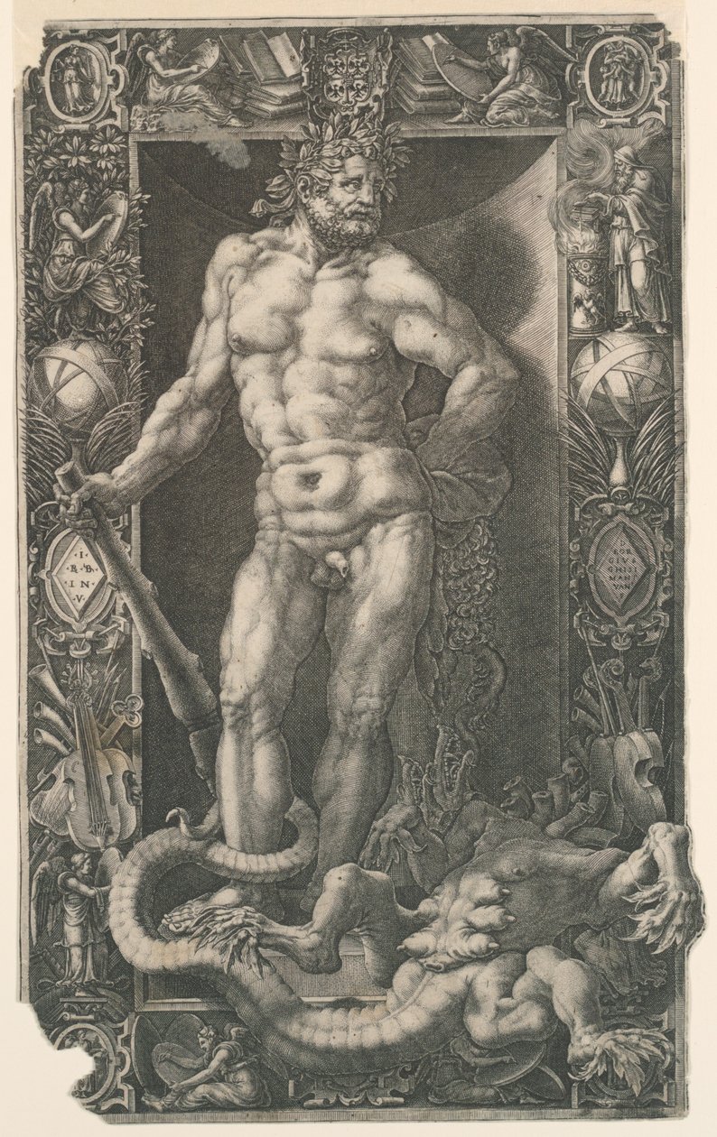 Hercules overwint de Hydra van Lerna door Unknown artist