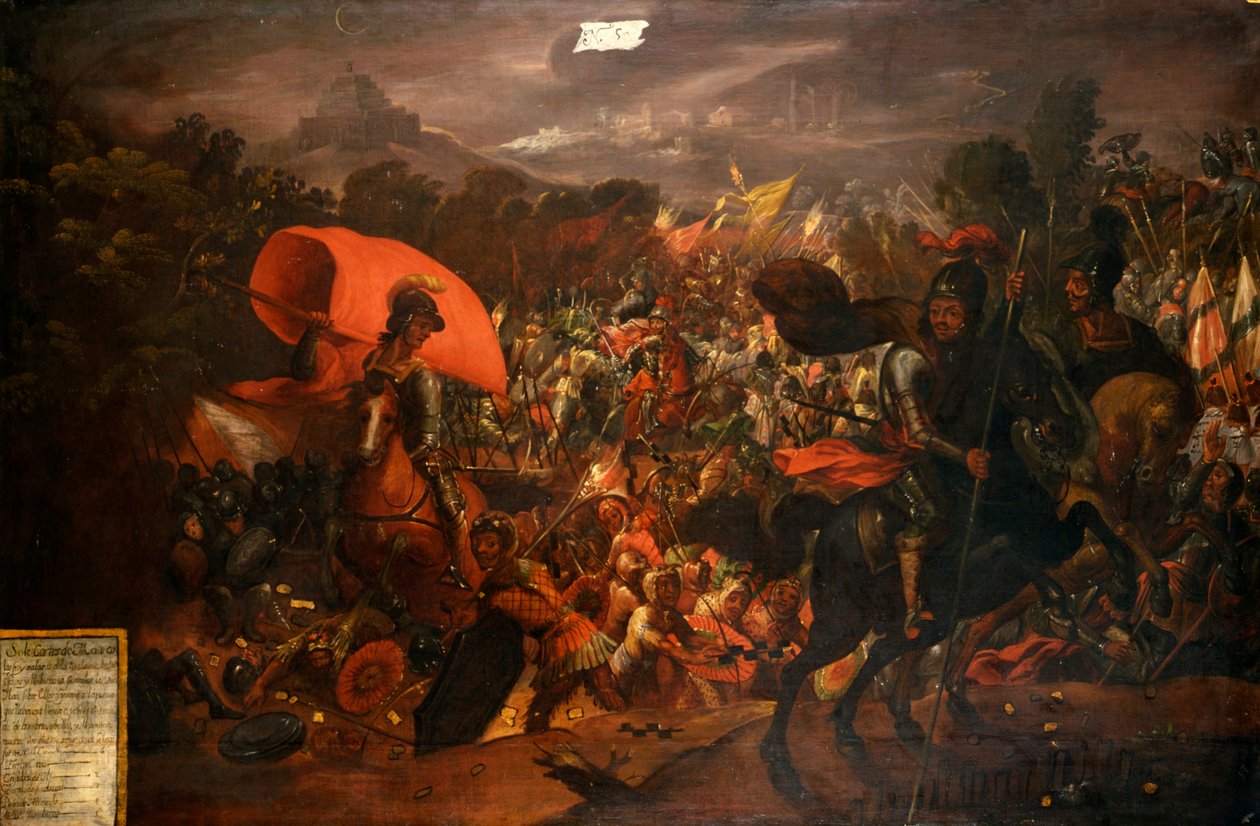 Hernan Cortes vlucht uit de Azteekse hoofdstad door Unknown artist