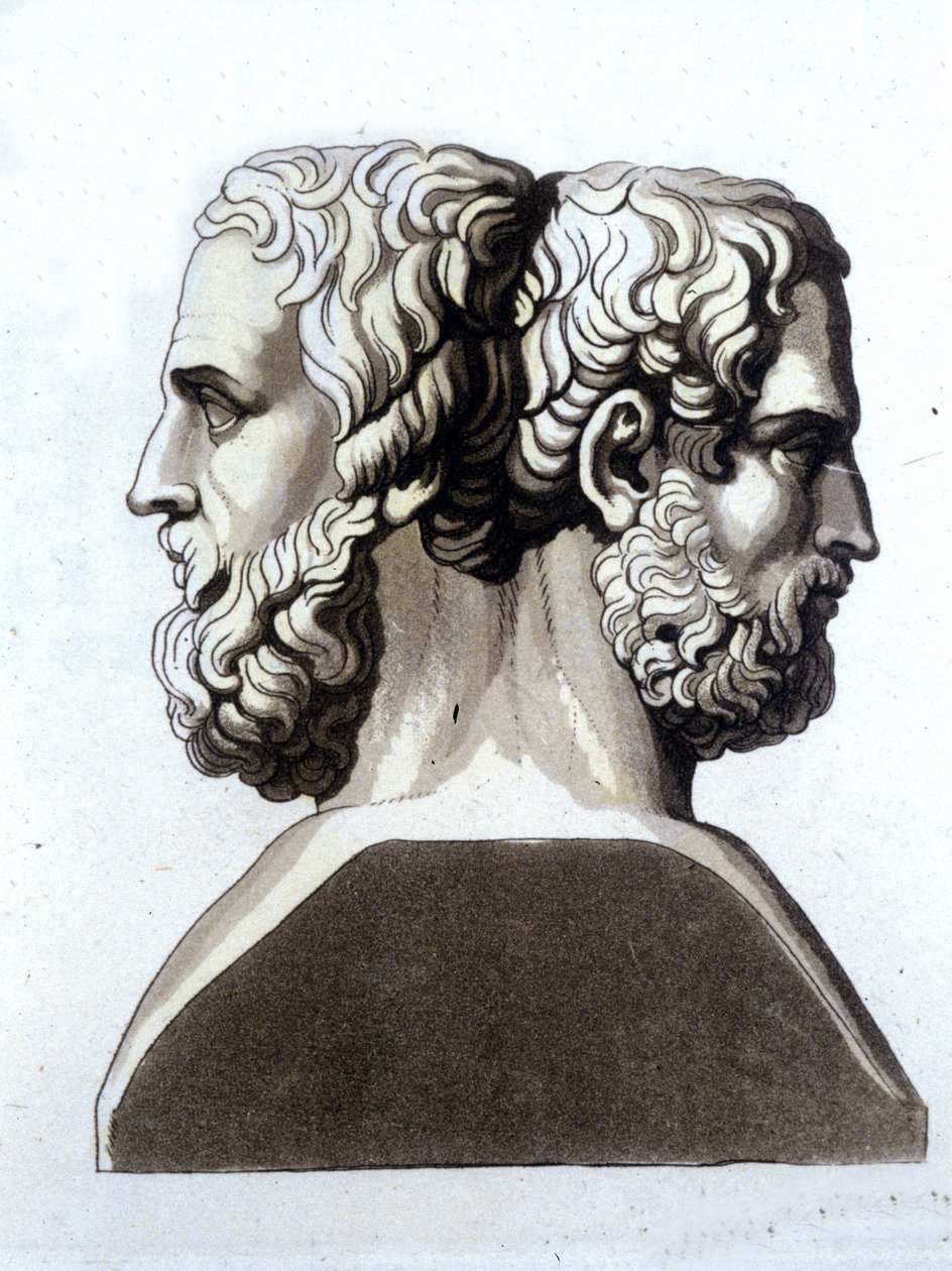 Herodotus (484 v.Chr. - 425 v.Chr.), Griekse historicus en Thucydides (ca. 465 v.Chr. - 395 v.Chr.), Griekse historicus door Unknown artist