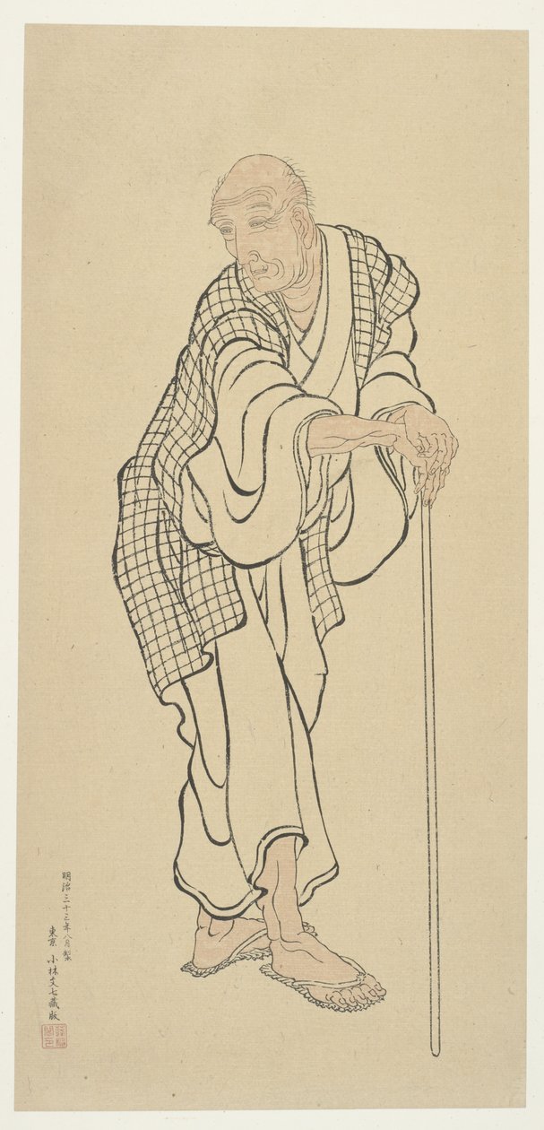 Hokusai als oude man door Unknown artist