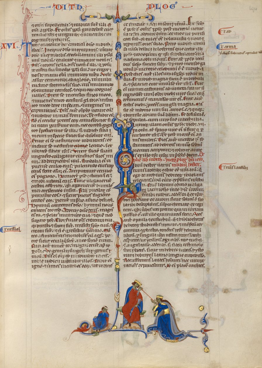 Initial L: Esther voor koning Ahausveros door Unknown artist
