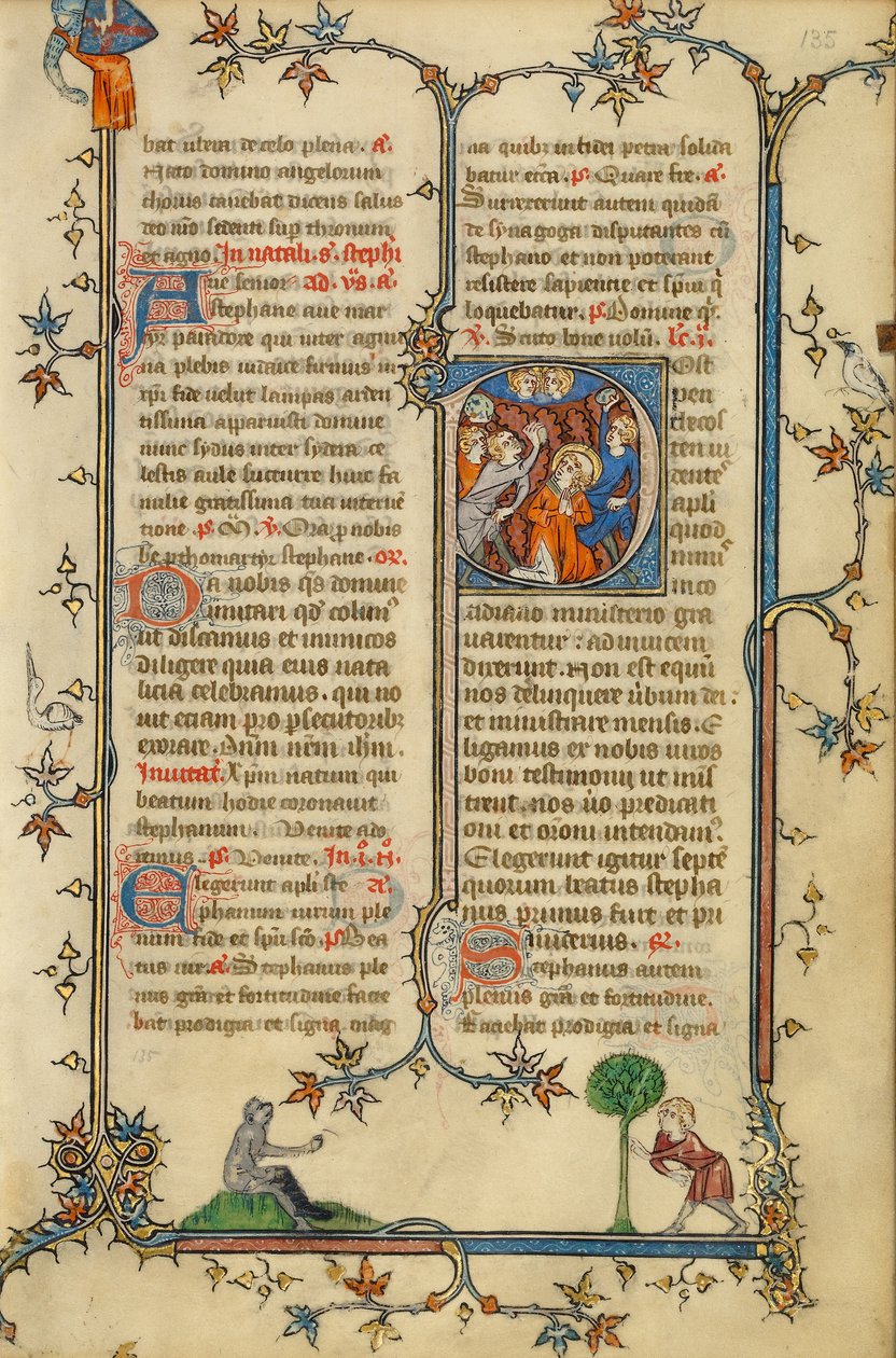 Beginletter P: De steniging van Stefanus door Unknown artist