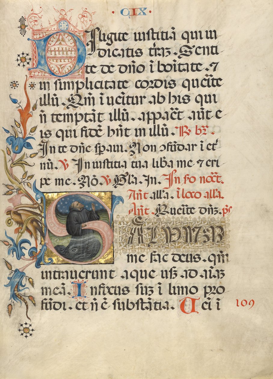 Begin S: Een biddende monnik in het water door Unknown artist