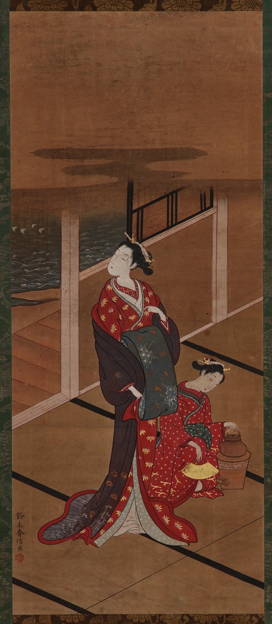 Interieur: Een Yujo en een Bediende die Water Verwarmen door Unknown artist