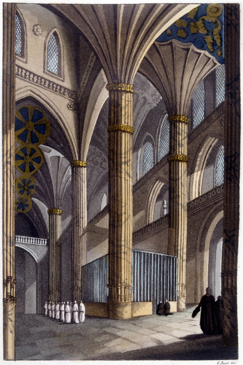 Interieur van de kathedraal van Salamanca. Lithografie uit de 19e eeuw. door Unknown artist