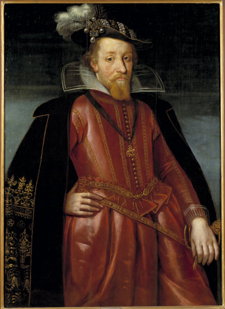 Jacques Stuart, Jacques VI koning van Schotland en Jacques I koning van Engeland en Ierland - Portret van Koning James I van Engeland (1566-1625), Anoniem door Unknown artist