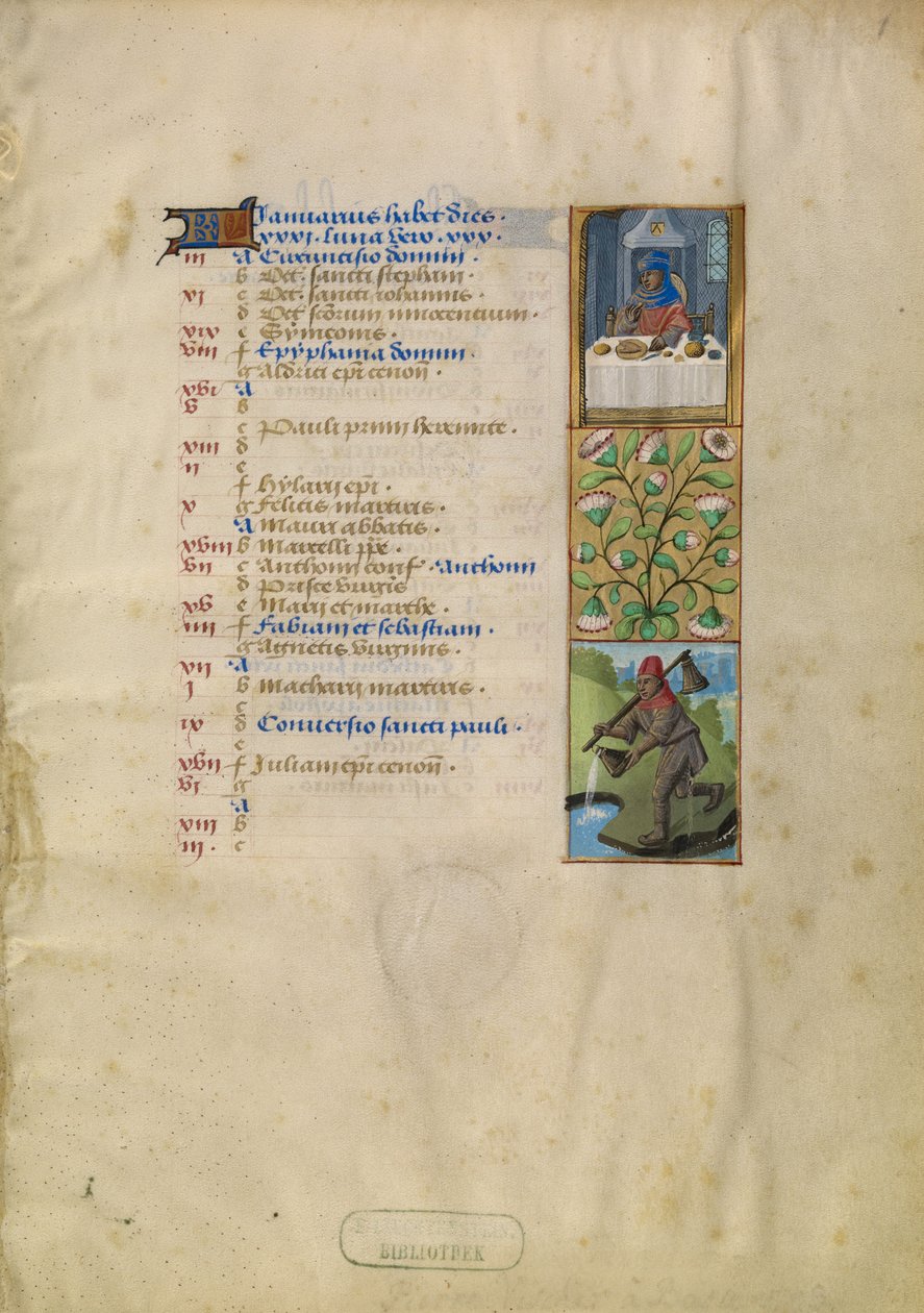 Januari Kalenderblad; Smullen; Waterman door Unknown artist