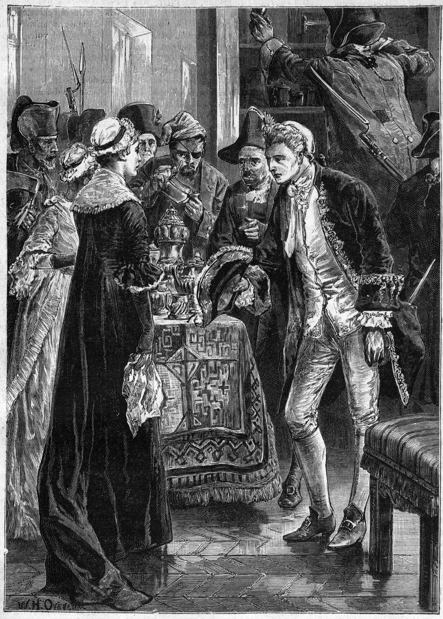 John Paul Jones bezoekt Lady Selkirk nadat zijn mannen haar waardevolle spullen hebben meegenomen door Unknown artist