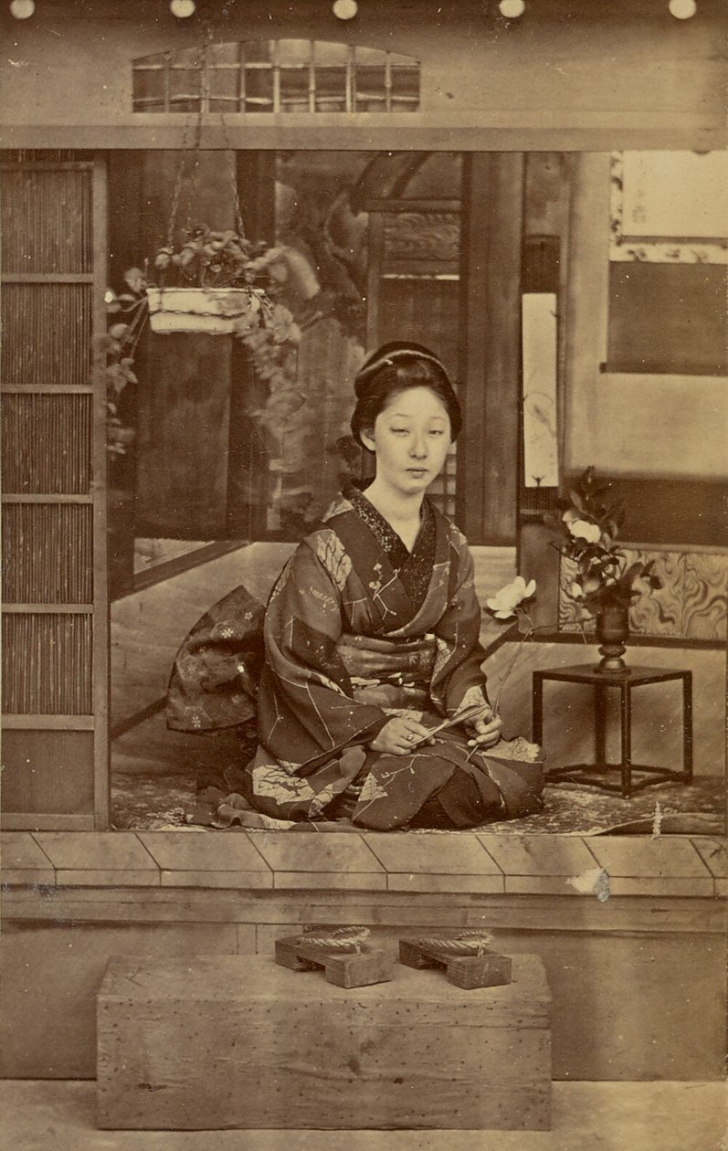 [Knielende Japanse vrouw] door Unknown artist