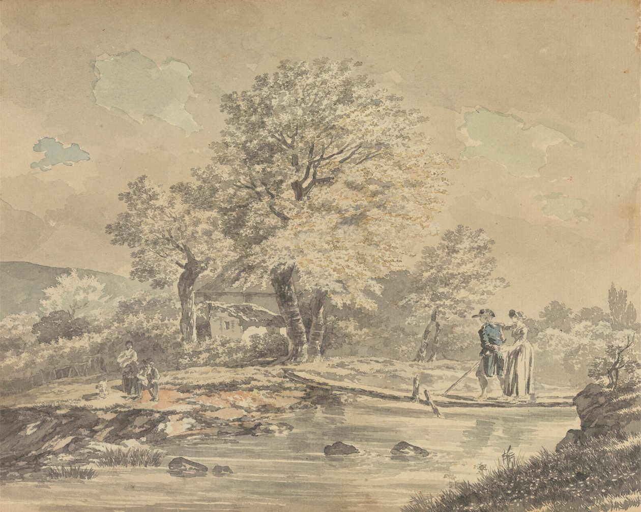 Landschap met Voetbrug door Unknown artist
