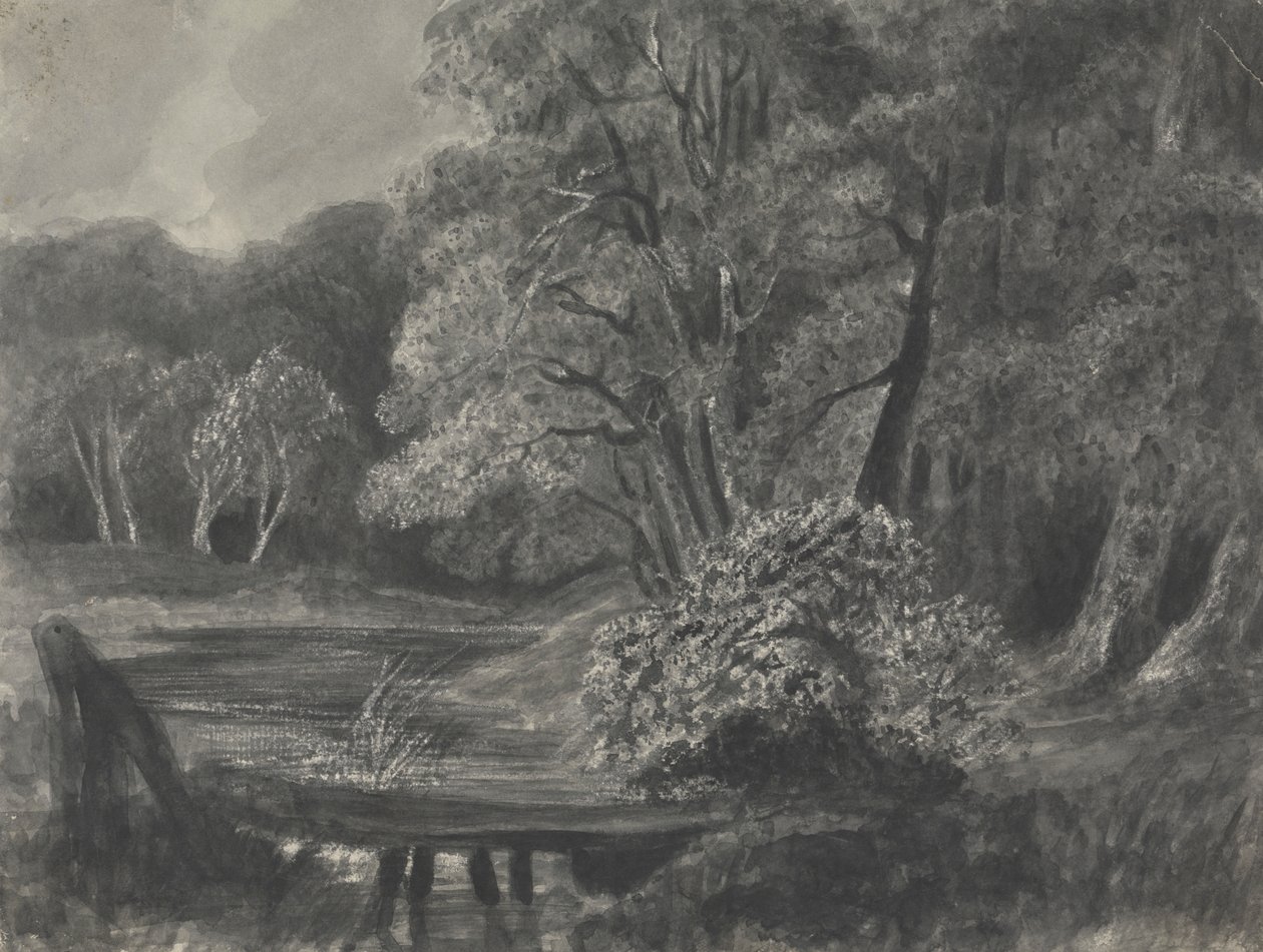Landschap met vijver door Unknown artist