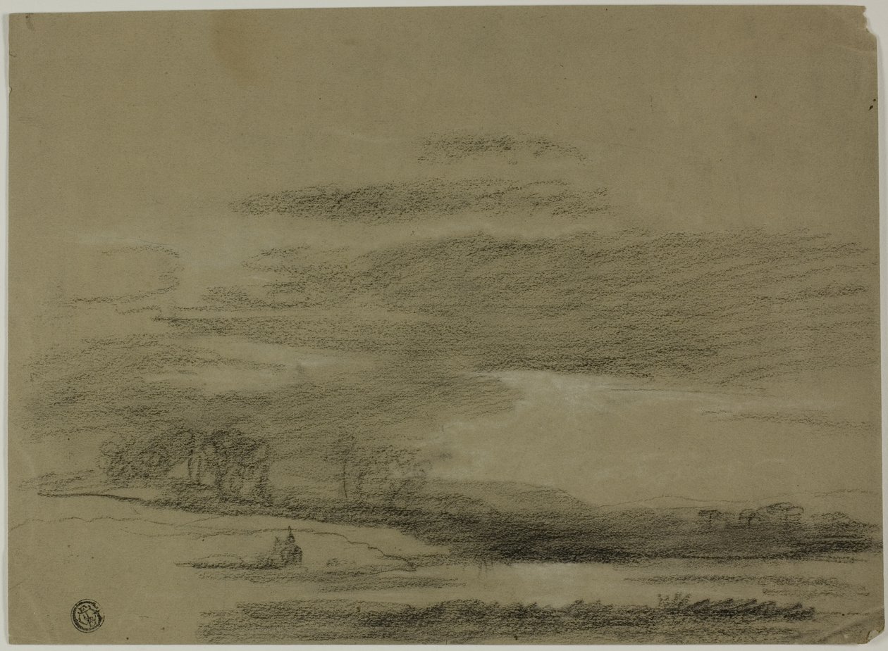 Landschap met Zon die door Wolken Breekt door Unknown artist
