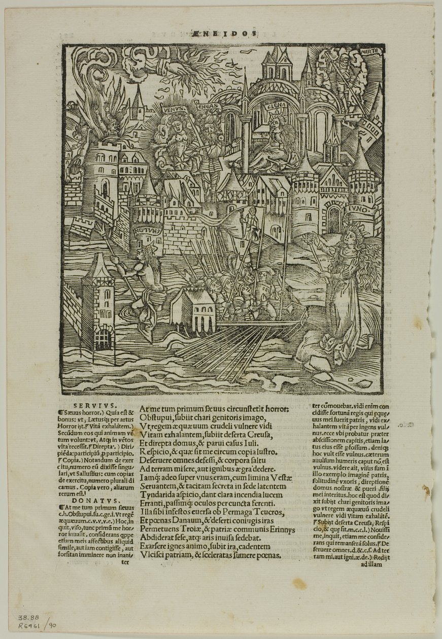 Blad uit Opera van Virgilius (naar de Strasbourg Virgil, 1502), plaat 90 uit Houtsneden uit boeken van de XVI eeuw door Unknown artist