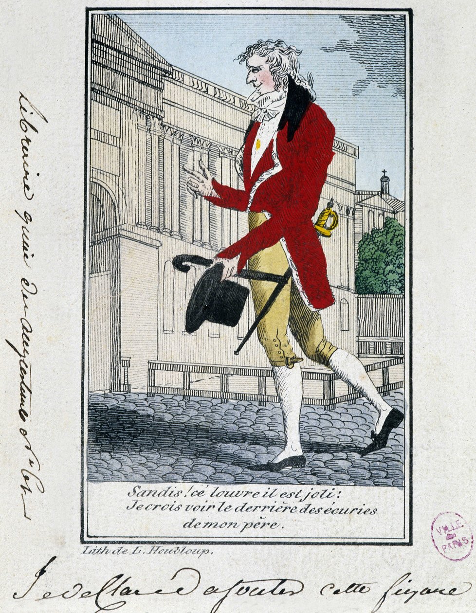 Louvre: esthetische kritiek van het Louvre. 18e-eeuwse gravure. door Unknown artist