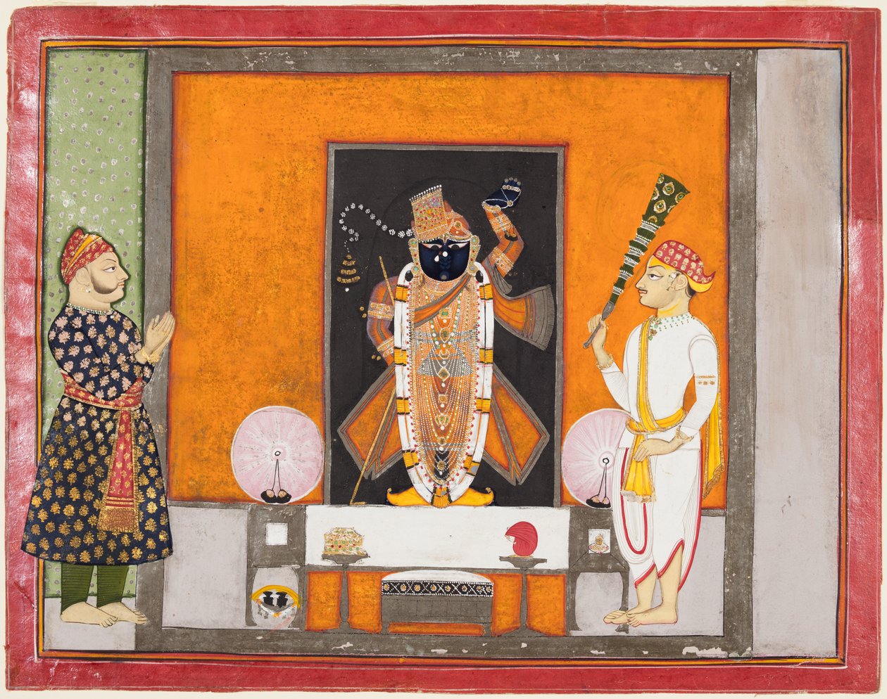 Maharao Ram Singh II van Kota aanbidt Brij Nathji als de bruidegom door Unknown artist