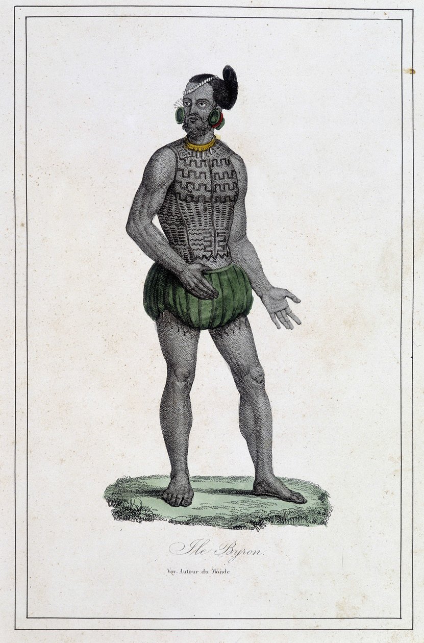 Man van Byron-eilanden met tatoeages (Polynesië) - in 