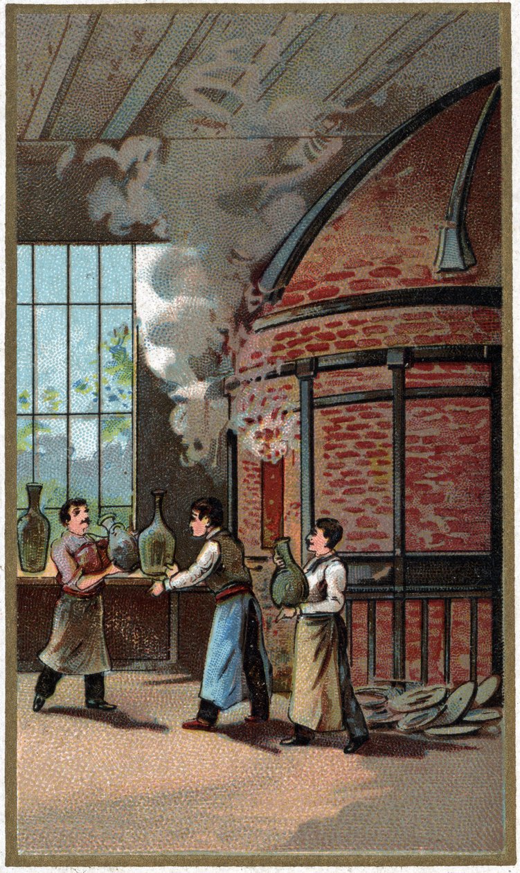 Porseleinproductie: koken. Chromolithografie van het einde van de 19e eeuw door Unknown artist