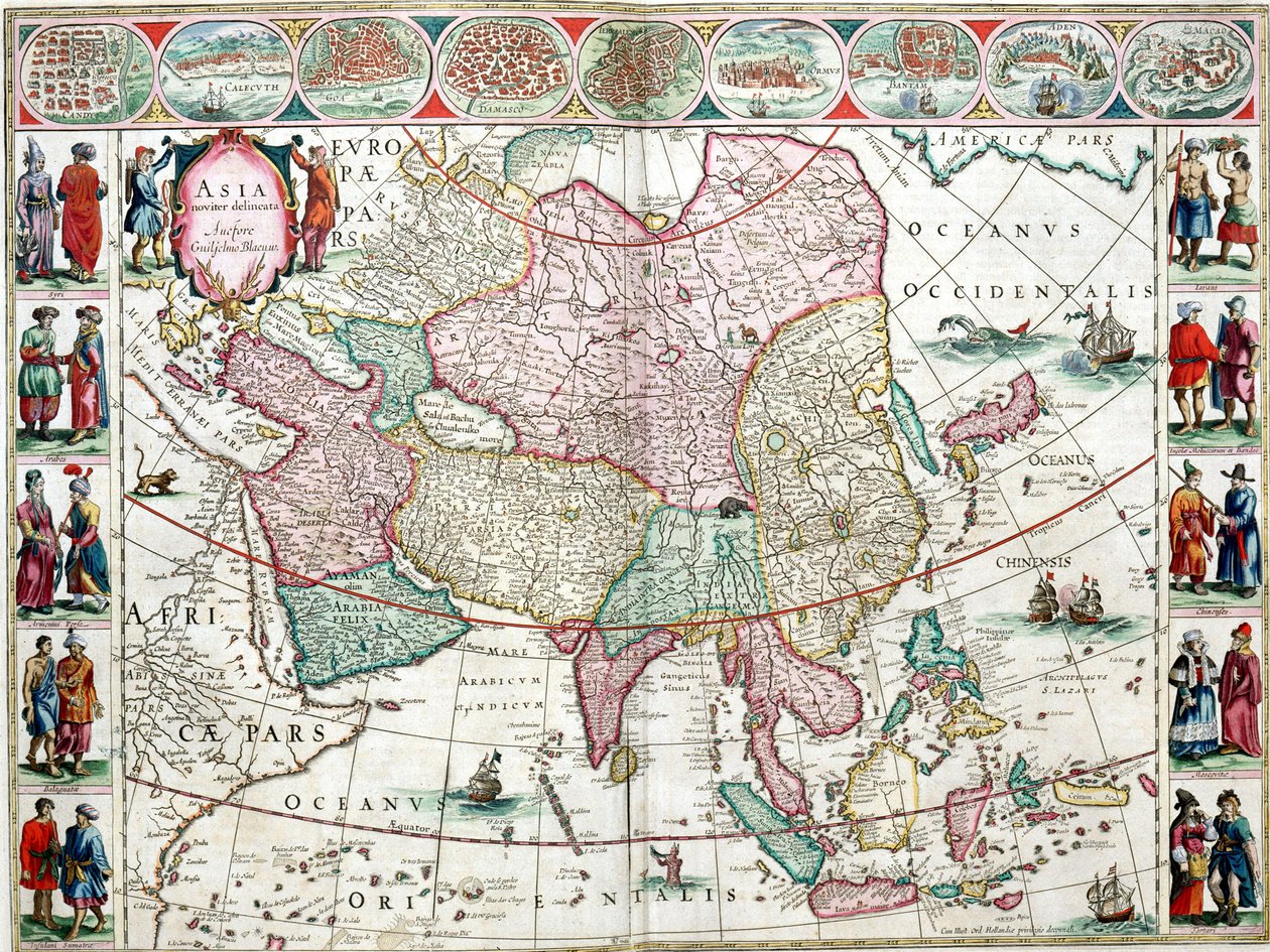 Kaart van Azië uit de Bleau Atlas door Unknown artist